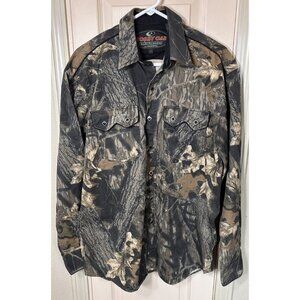 Mossy Oak By Roper Mens Med Camo Snap Button Long Sleeve Full Button Shirt